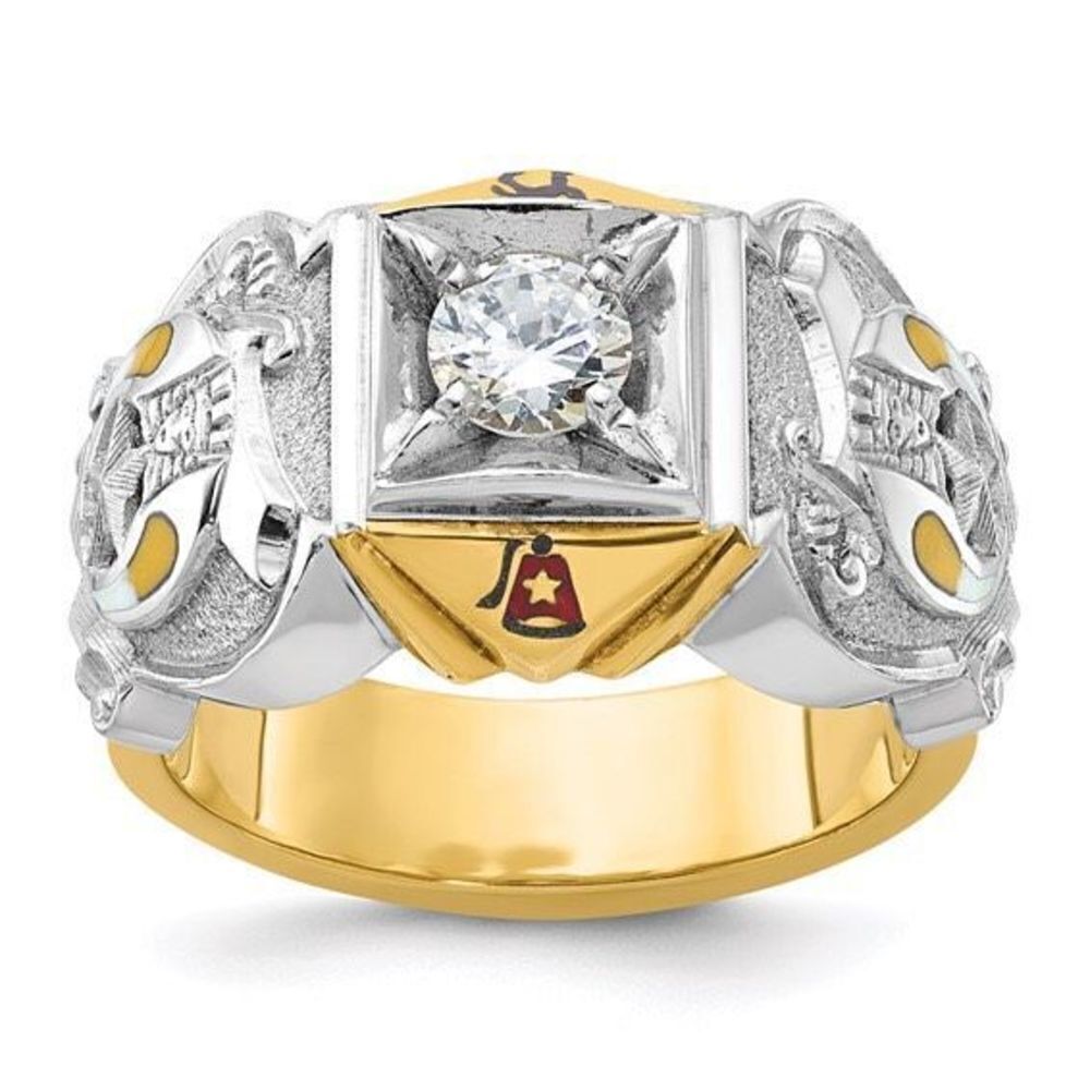 IBGoodman 14K Two-Tone Masonic Shriner’s Ring – 0.50ct Diamond, Size 10